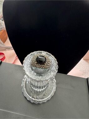 Heidi Daus Black Cabochon with crystal pavé and turquoise bead detail.
